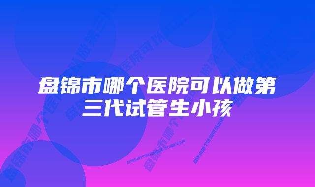 盘锦市哪个医院可以做第三代试管生小孩