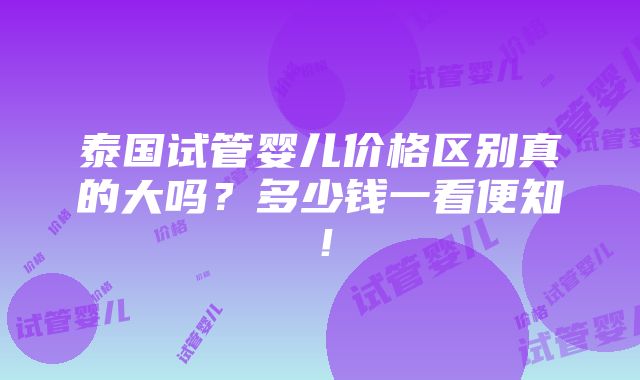 泰国试管婴儿价格区别真的大吗？多少钱一看便知！