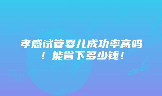 孝感试管婴儿成功率高吗！能省下多少钱！