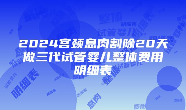 2024宫颈息肉割除20天做三代试管婴儿整体费用明细表