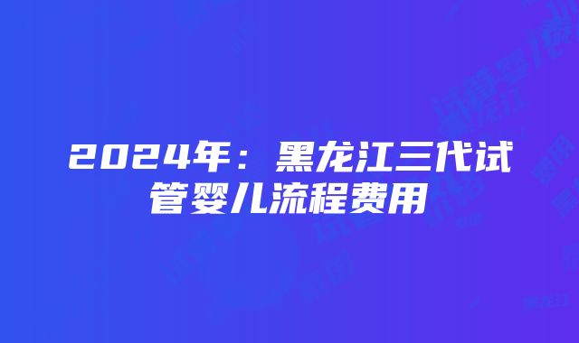 2024年：黑龙江三代试管婴儿流程费用