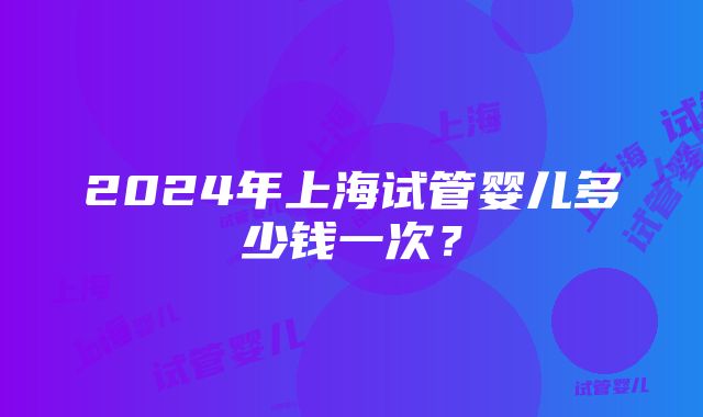 2024年上海试管婴儿多少钱一次？