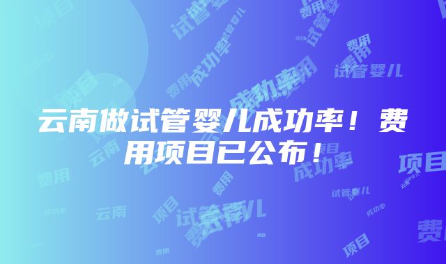 云南做试管婴儿成功率！费用项目已公布！