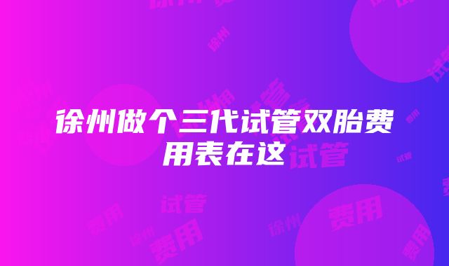 徐州做个三代试管双胎费用表在这