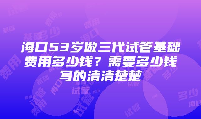 海口53岁做三代试管基础费用多少钱？需要多少钱写的清清楚楚