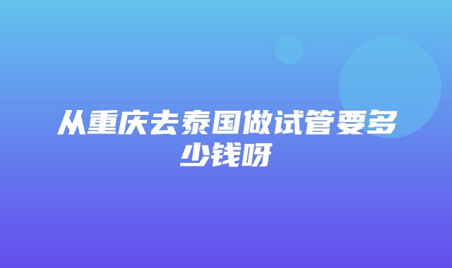 从重庆去泰国做试管要多少钱呀