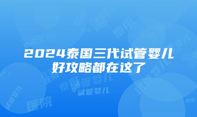 2024泰国三代试管婴儿好攻略都在这了