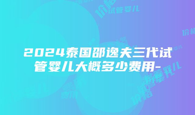 2024泰国邵逸夫三代试管婴儿大概多少费用-