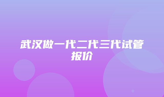 武汉做一代二代三代试管报价