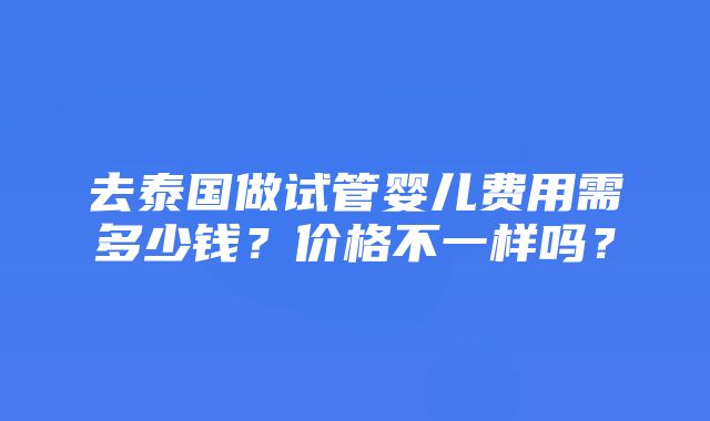 去泰国做试管婴儿费用需多少钱？价格不一样吗？