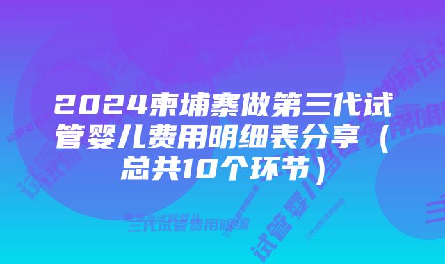 2024柬埔寨做第三代试管婴儿费用明细表分享（总共10个环节）