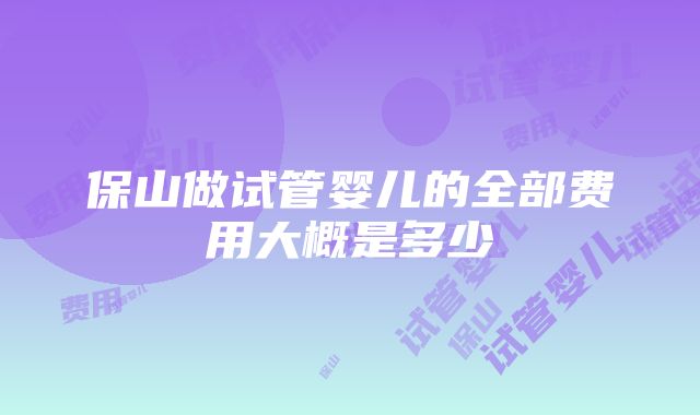 保山做试管婴儿的全部费用大概是多少