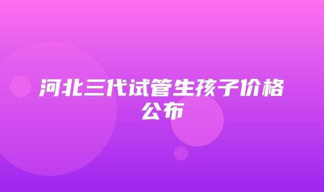 河北三代试管生孩子价格公布