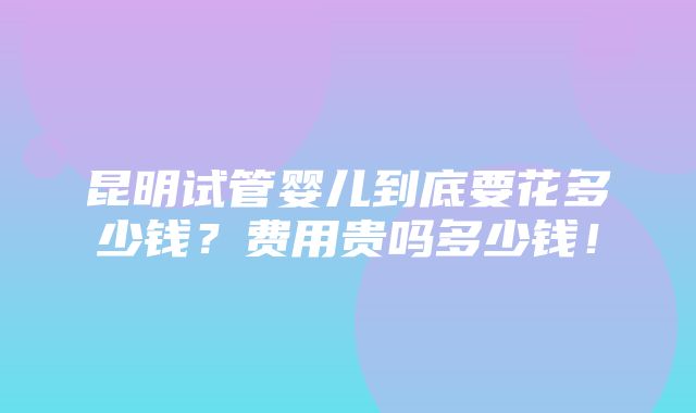 昆明试管婴儿到底要花多少钱？费用贵吗多少钱！