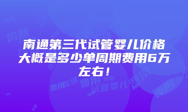 南通第三代试管婴儿价格大概是多少单周期费用6万左右！