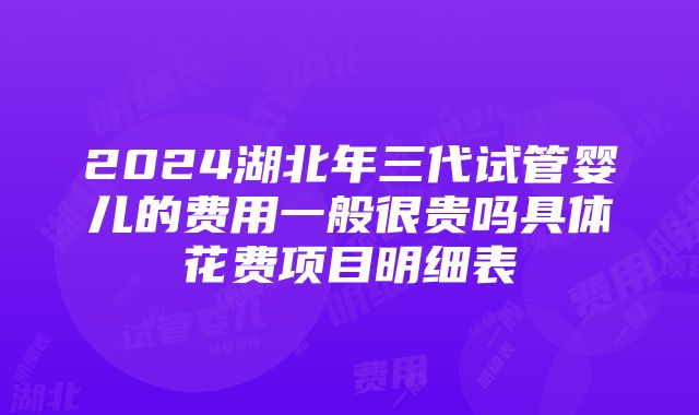 2024湖北年三代试管婴儿的费用一般很贵吗具体花费项目明细表