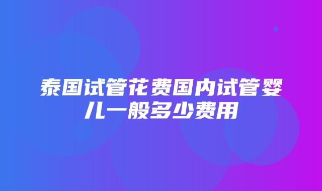 泰国试管花费国内试管婴儿一般多少费用