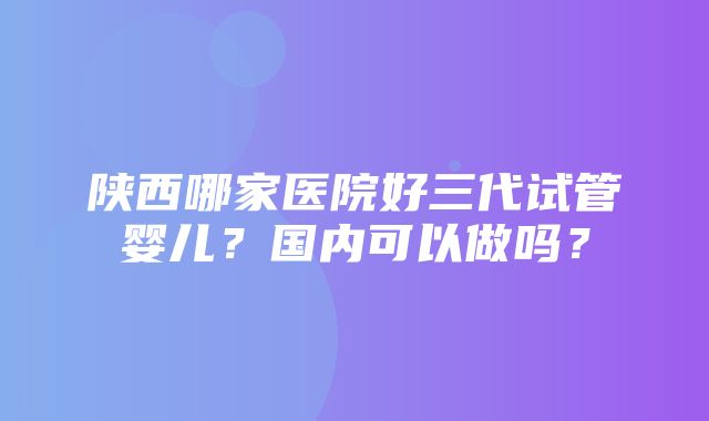 陕西哪家医院好三代试管婴儿？国内可以做吗？