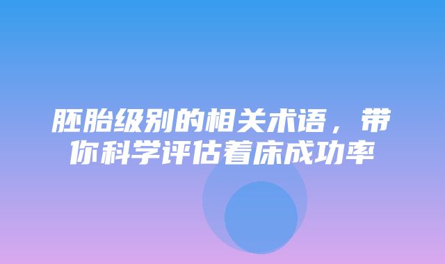 胚胎级别的相关术语，带你科学评估着床成功率