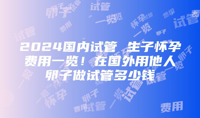 2024国内试管 生子怀孕费用一览！在国外用他人卵子做试管多少钱