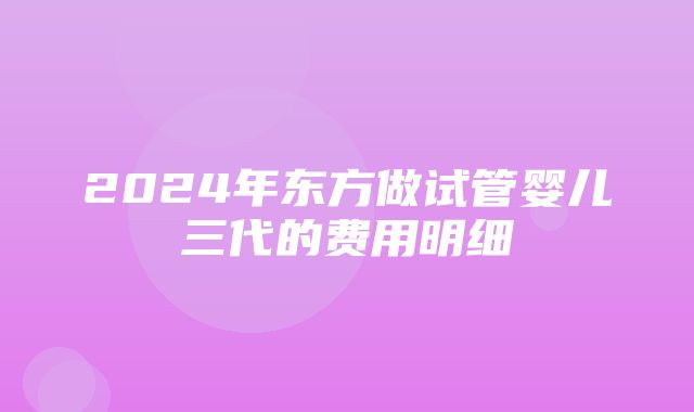 2024年东方做试管婴儿三代的费用明细