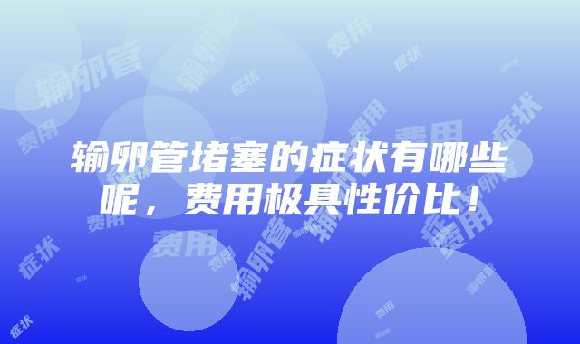 输卵管堵塞的症状有哪些呢，费用极具性价比！