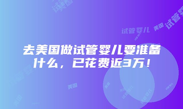 去美国做试管婴儿要准备什么，已花费近3万！