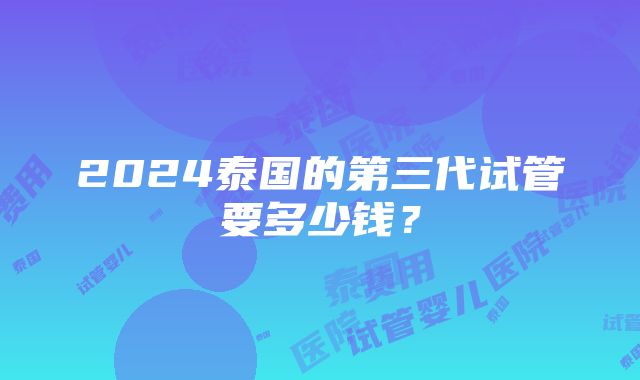 2024泰国的第三代试管要多少钱？