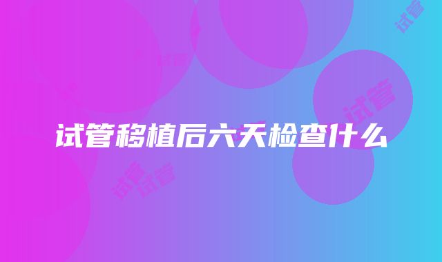 试管移植后六天检查什么