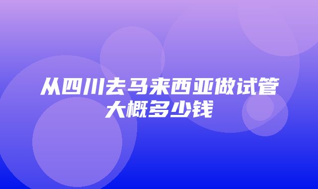 从四川去马来西亚做试管大概多少钱