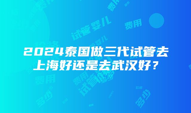 2024泰国做三代试管去上海好还是去武汉好？