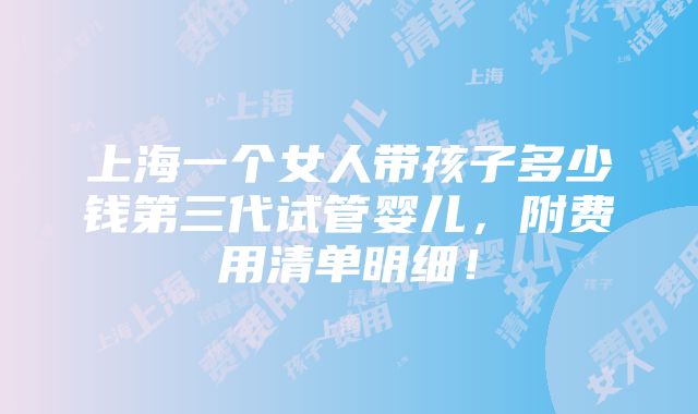 上海一个女人带孩子多少钱第三代试管婴儿，附费用清单明细！