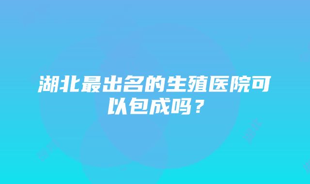 湖北最出名的生殖医院可以包成吗？