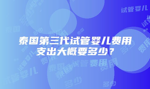 泰国第三代试管婴儿费用支出大概要多少？