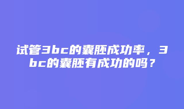 试管3bc的囊胚成功率，3bc的囊胚有成功的吗？