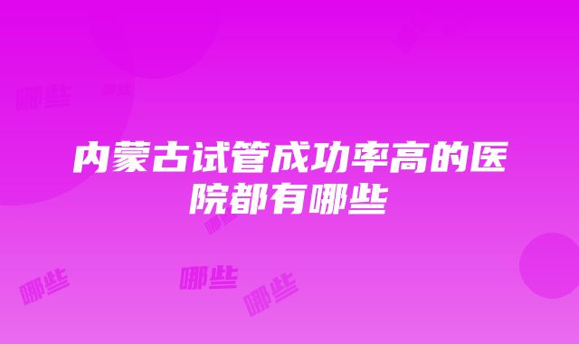 内蒙古试管成功率高的医院都有哪些