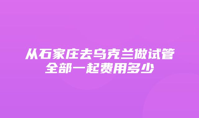 从石家庄去乌克兰做试管全部一起费用多少