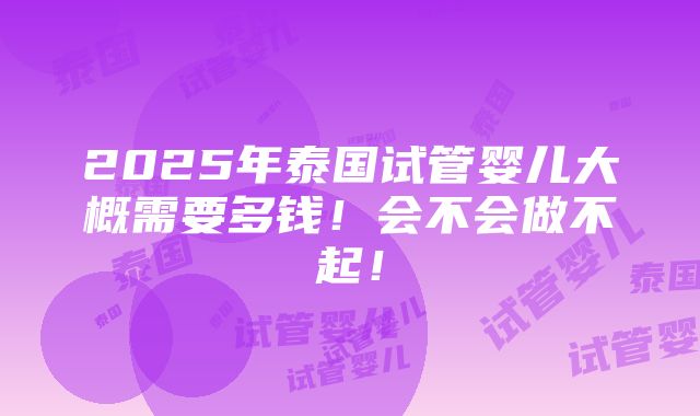 2025年泰国试管婴儿大概需要多钱！会不会做不起！