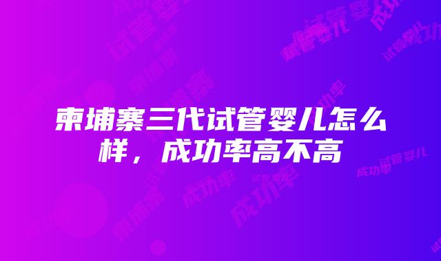 柬埔寨三代试管婴儿怎么样，成功率高不高