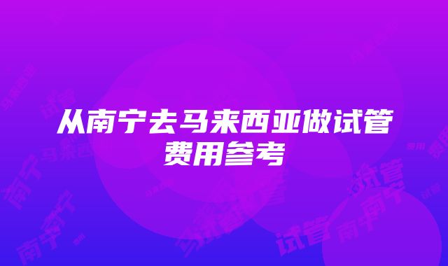 从南宁去马来西亚做试管费用参考