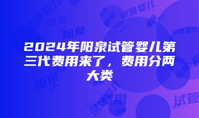 2024年阳泉试管婴儿第三代费用来了，费用分两大类