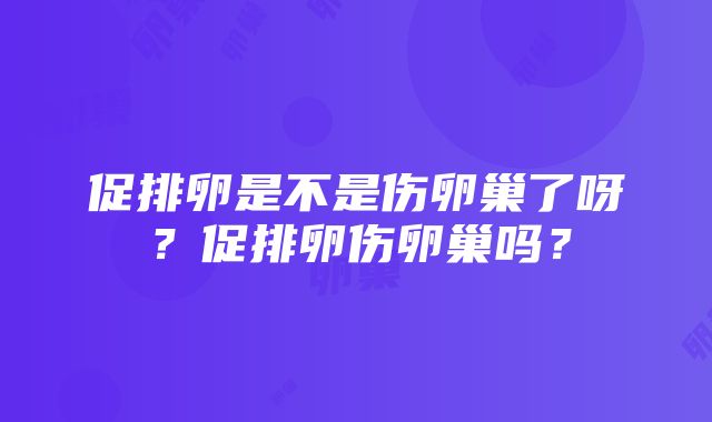 促排卵是不是伤卵巢了呀？促排卵伤卵巢吗？