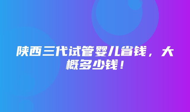 陕西三代试管婴儿省钱，大概多少钱！