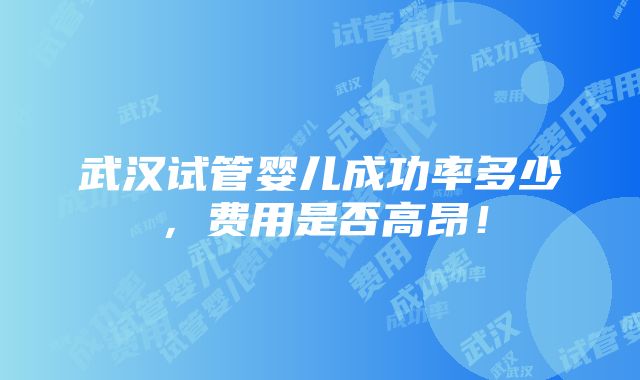 武汉试管婴儿成功率多少，费用是否高昂！