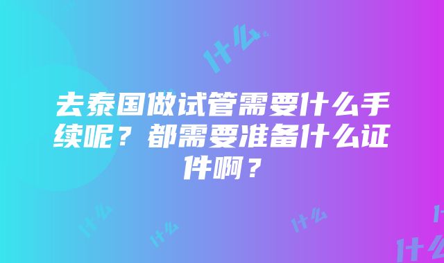 去泰国做试管需要什么手续呢？都需要准备什么证件啊？