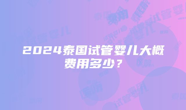 2024泰国试管婴儿大概费用多少？