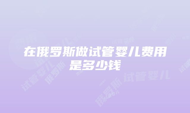 在俄罗斯做试管婴儿费用是多少钱