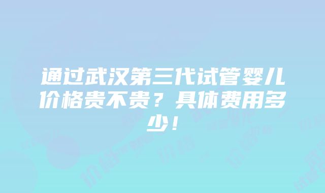 通过武汉第三代试管婴儿价格贵不贵？具体费用多少！