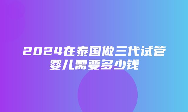 2024在泰国做三代试管婴儿需要多少钱