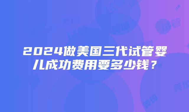 2024做美国三代试管婴儿成功费用要多少钱？